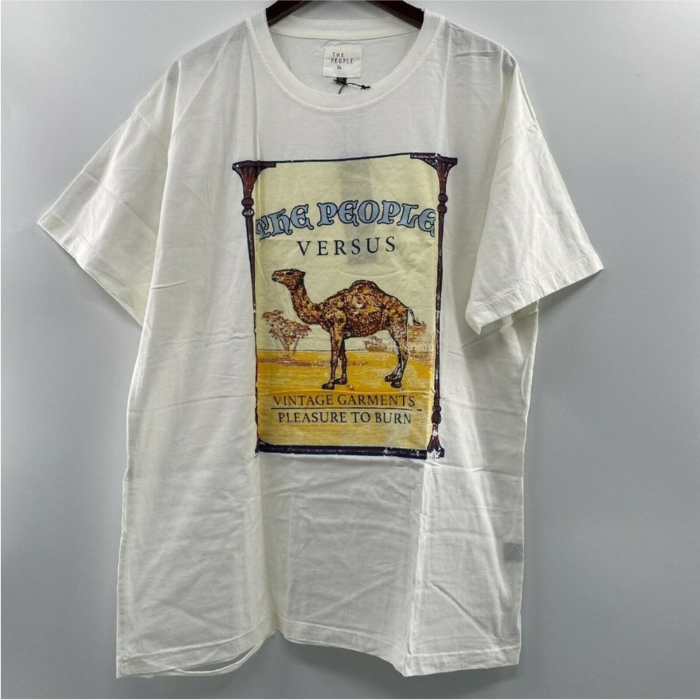 The People Vs. Men's Short Sleeve Smoke T-Shirt White Malboro Camel Cigarette XL